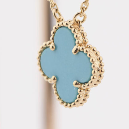 [Amore Jewelry]CLOVER 15MM VINTAGE TURQUOISE NECKLACE
