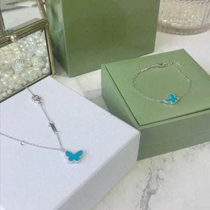 [Amore Jewelry]BUTTERFLY TURQUOISE BUTTERFLY BRACELET SILVER