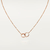 [Amore Jewelry]LOVE DOUBLE RING HALF DIAMOND NECKLACE
