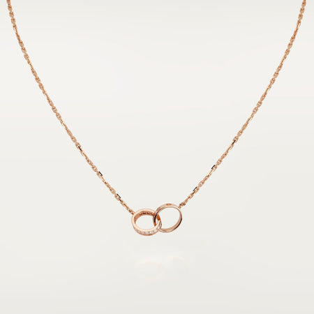 [Amore Jewelry]LOVE DOUBLE RING HALF DIAMOND NECKLACE