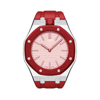 Oak Pop Red Steel Silicone Strap