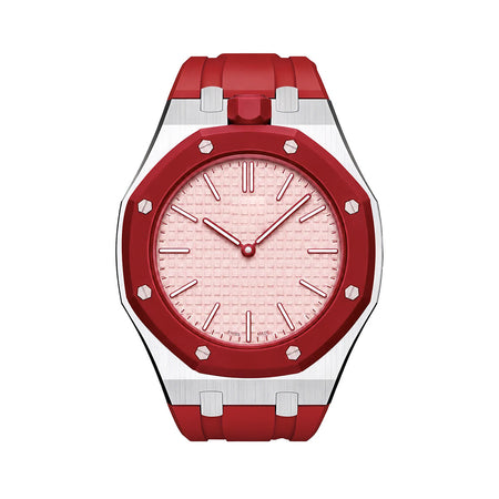 Oak Pop Red Steel Silicone Strap