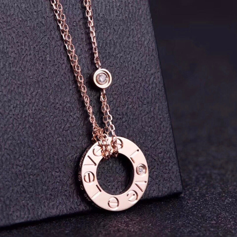 [Amore Jewelry]LOVE NECKLACE 16MM 2 DIAMONDS