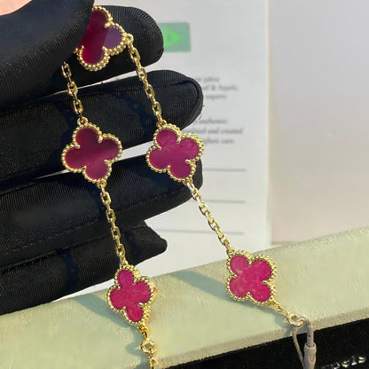 [Amore Jewelry]NEW CLOVER 5 MOTIFS PINK ENAMEL BRACELET