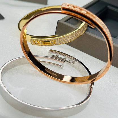 [Amore Jewelry]Move Noa Rose Gold Pavé Diamond Bangle Bracelet