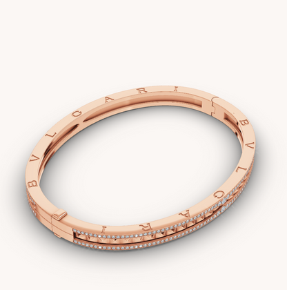 [Amore Jewelry]ZERO 1 SPIRAL AND PAVED DIAMOND PINK GOLD BRACELET