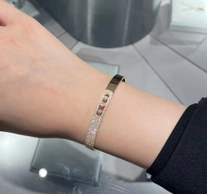 [Amore Jewelry]Move Noa Rose Gold Pavé Diamond Bangle Bracelet