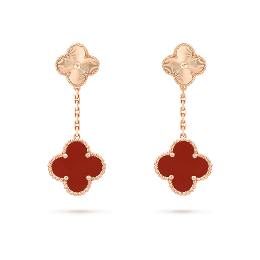 [Amore Jewelry]CLOVER 2 MOTIF  LASER CARNELIAN EARRINGS