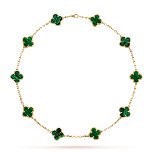 [Amore Jewelry]CLOVER 10 MOTIFS MALACHITE NECKLACE