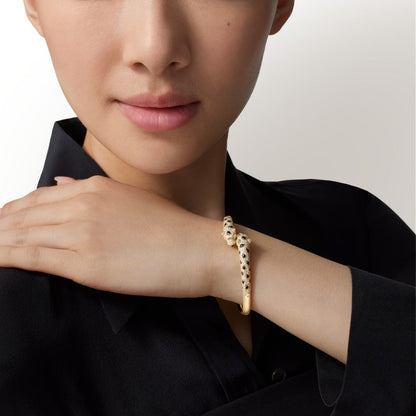 [Amore Jewelry]PANTHERE DOUBLE HEADED HALF DIAMOND OPEN BRACELET