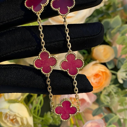 [Amore Jewelry]NEW CLOVER 5 MOTIFS PINK ENAMEL BRACELET