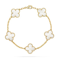 [Amore Jewelry]CLOVER WHITE PEARL MOP 5 MOTIF BRACELET COLLECTION