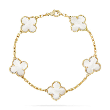 [Amore Jewelry]CLOVER WHITE PEARL MOP 5 MOTIF BRACELET COLLECTION