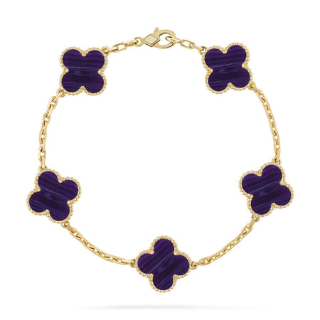 [Amore Jewelry]CLOVER 5 MOTIF PURPLE STRIPES BRACELET COLLECTION