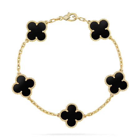[Amore Jewelry] CLOVER 5 MOTIF ONYXS BRACELET COLLECTION