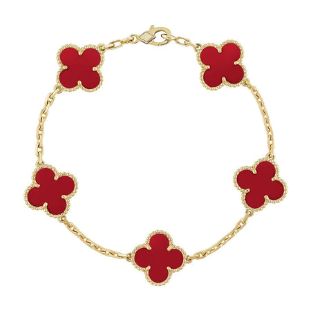 [Amore Jewelry] CLOVER 5 MOTIF RED CORNELIAN BRACELET COLLECTION