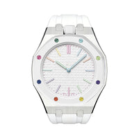 Oak Pop White Steel Silicone Strap