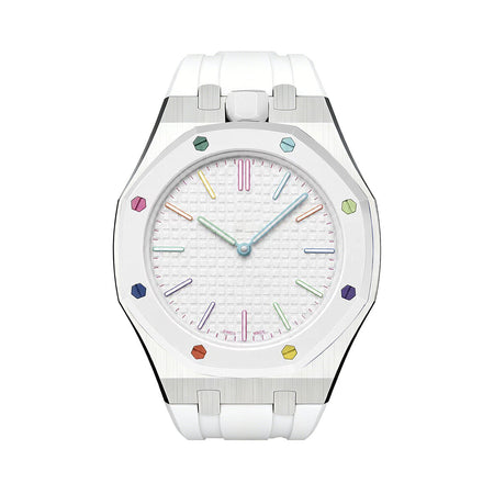 Oak Pop White Steel Silicone Strap