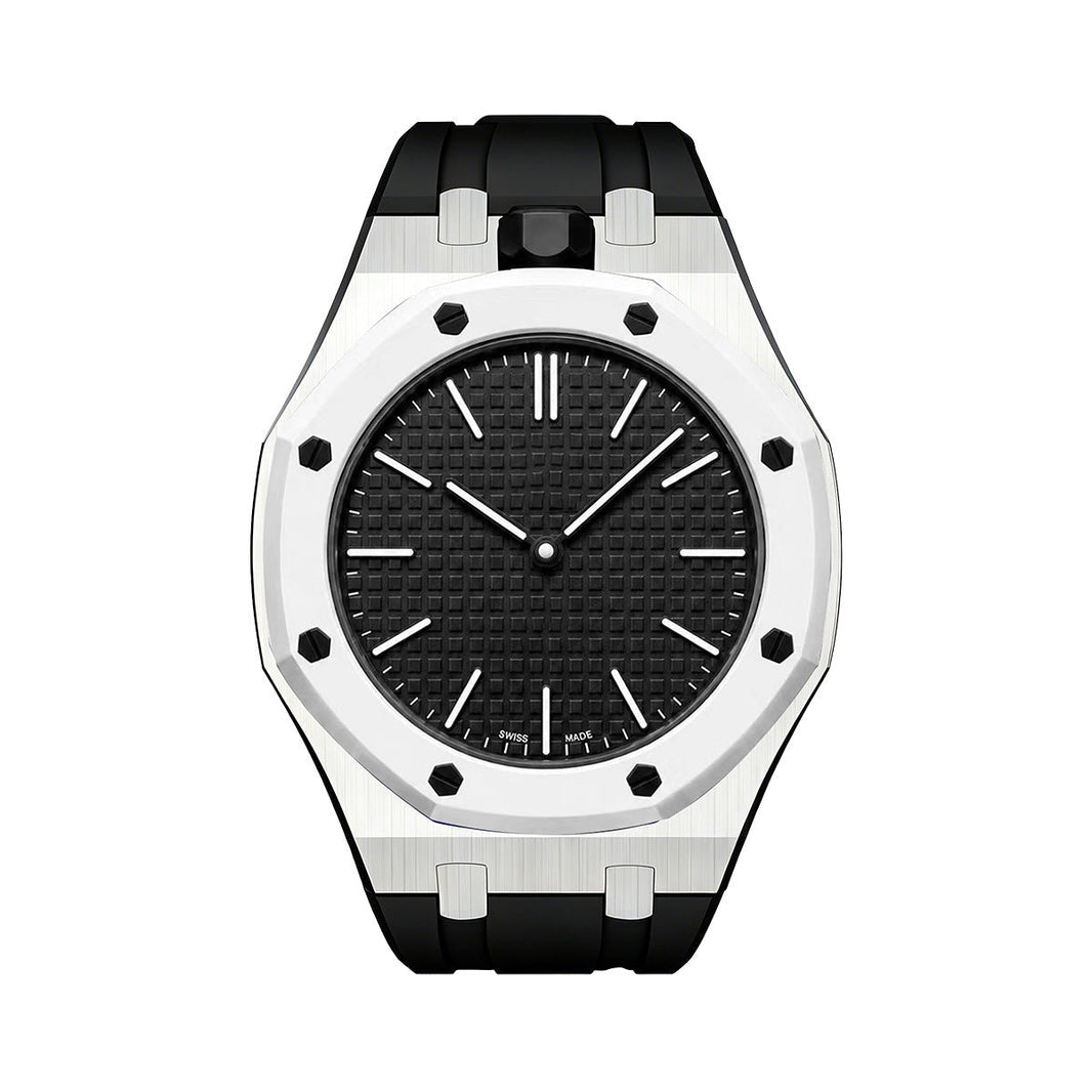 Oak Pop Black Steel Silicone Strap