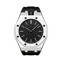 Oak Pop Black Steel Silicone Strap