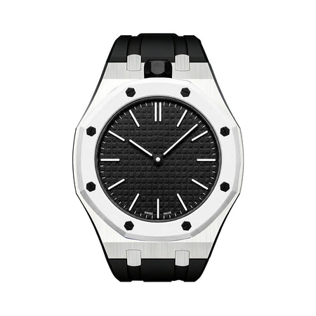 Oak Pop Black Steel Silicone Strap