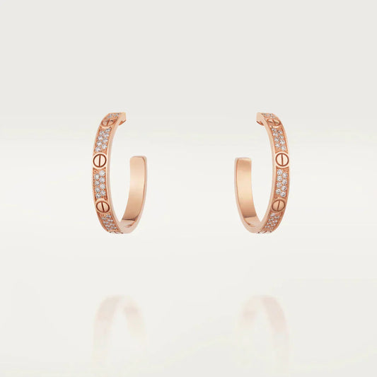[Amore Jewelry]LOVE DIAMOND PINK GOLD HOOP EARRINGS