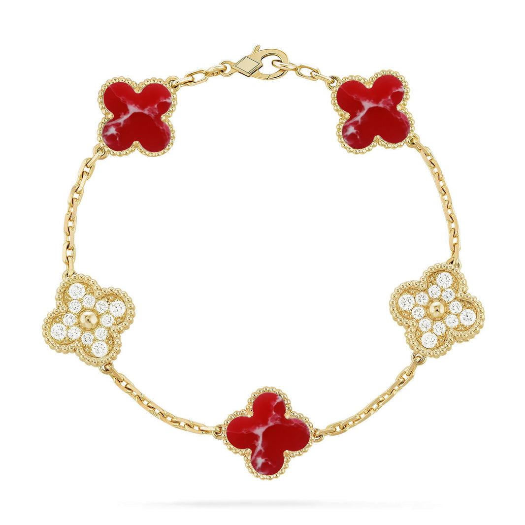 [Amore Jewelry]CLOVER 5 MOTIF RED PATTERN BRACELET COLLECTION