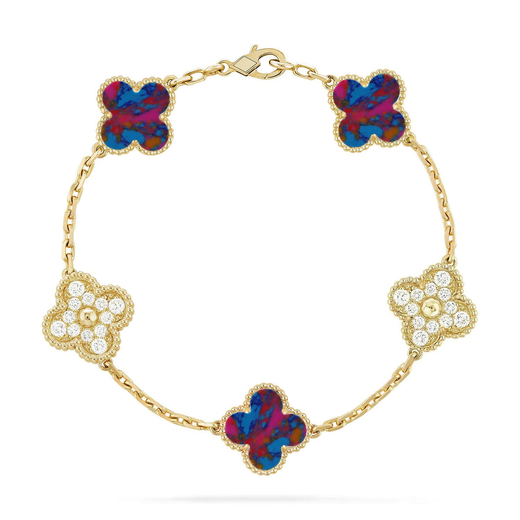 [Amore Jewelry]CLOVER 5 MOTIF COLOR GEMSTONES BRACELET COLLECTION