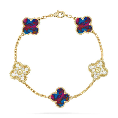 [Amore Jewelry]CLOVER 5 MOTIF COLOR GEMSTONES BRACELET COLLECTION