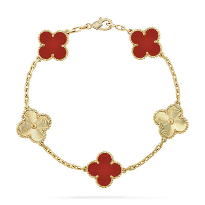 [Amore Jewelry] CLOVER 5 MOTIF RED CORNELIAN BRACELET COLLECTION