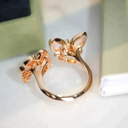 [Amore Jewelry]TWIN BUTTERFLY DIAMOND MOP RING