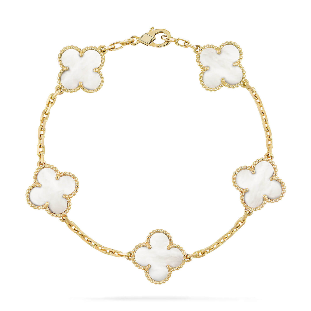 [Amore Jewelry]CLOVER  5 MOTIF WHITE MOP BRACELET