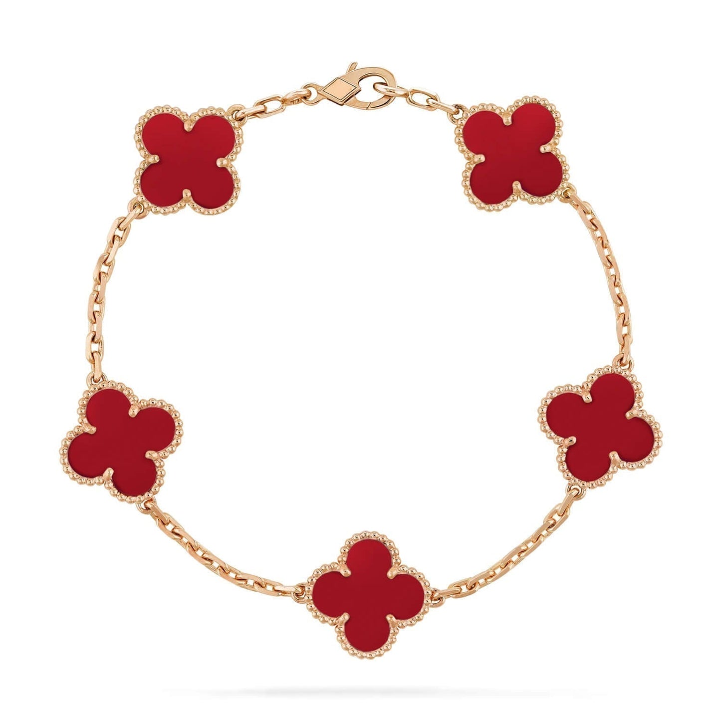 [Amore Jewelry]CLOVER 5 MOTIFS RED AGATE  BRACELET