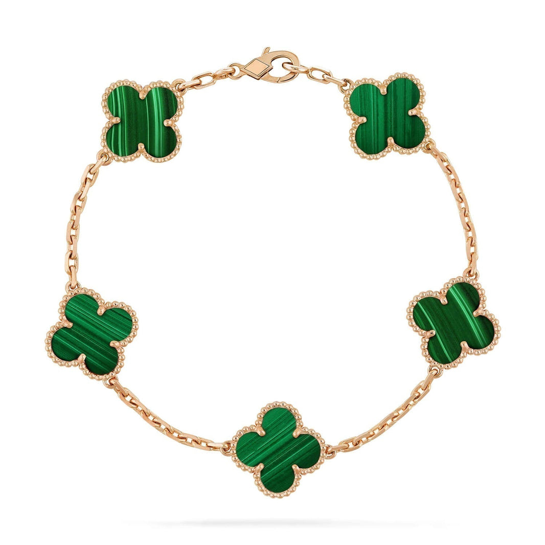 [Amore Jewelry]CLOVER 5 MOTIFS MALACHITE BRACELET