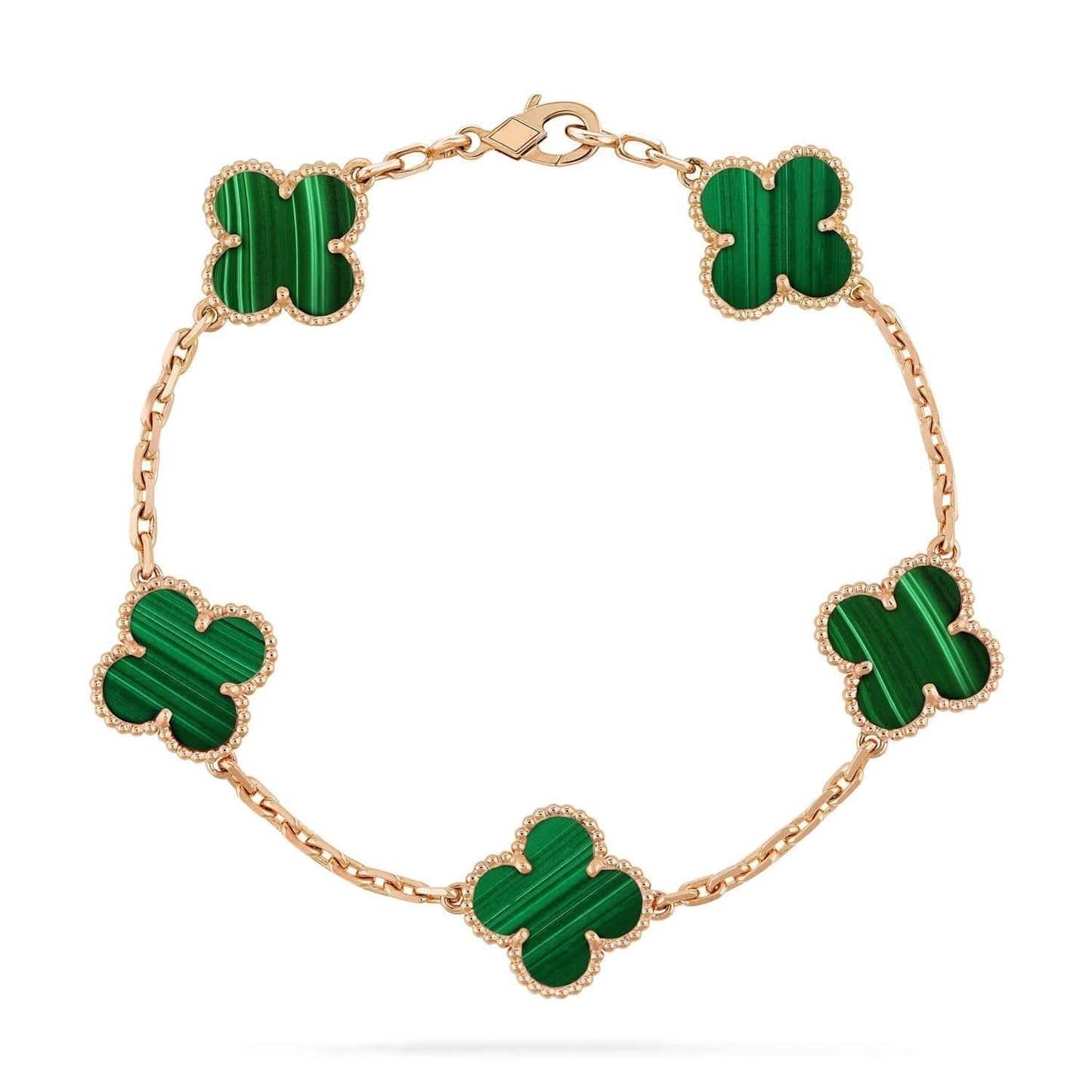 [Amore Jewelry]CLOVER 5 MOTIFS MALACHITE BRACELET