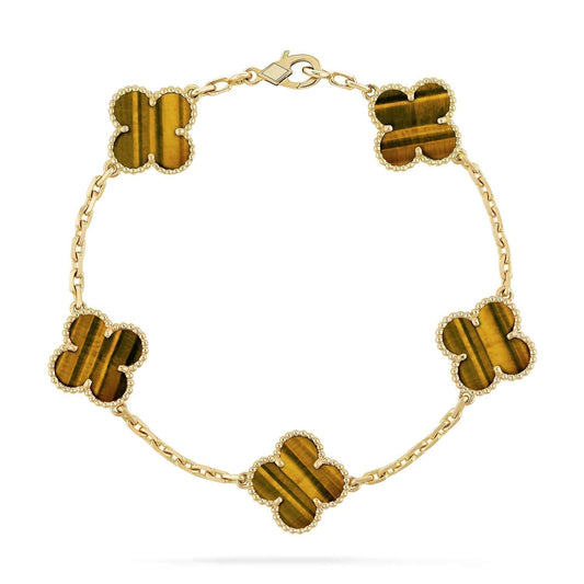 [Amore Jewelry]CLOVER  5 MOTIFS TIGER EYE BRACELET