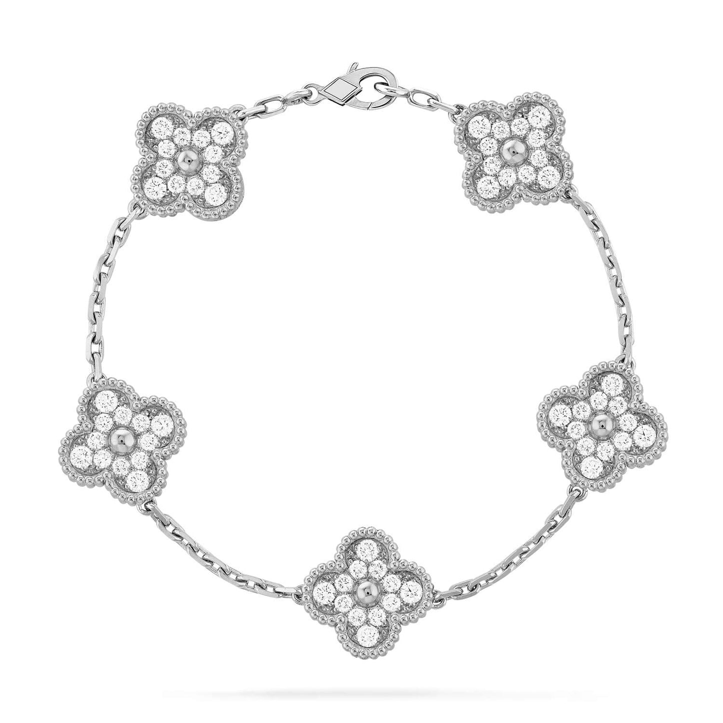 [Amore Jewelry]CLOVER 5 MOTIFS  DIAMOND BRACELET SILVER