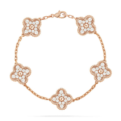 [Amore Jewelry]CLOVER 5 MOTIFS  FULL DIAMOND BRACELET