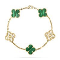 [Amore Jewelry]CLOVER  5 MOTIF MALACHITE DIAMOND BRACELET