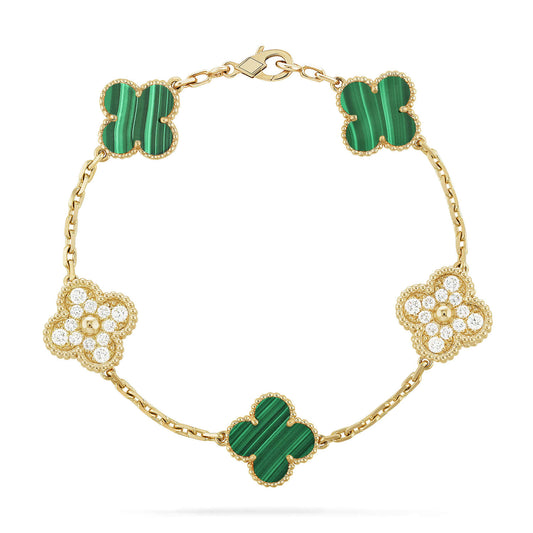 [Amore Jewelry]CLOVER  5 MOTIF MALACHITE DIAMOND BRACELET