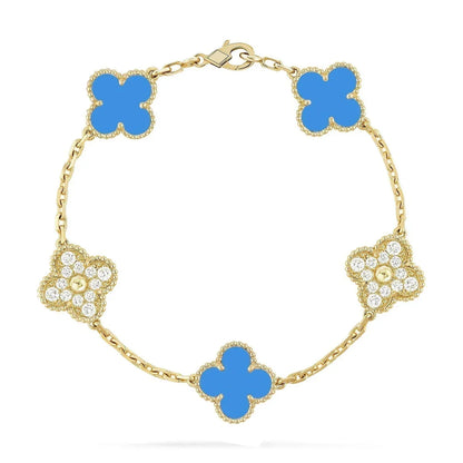 [Amore Jewelry] CLOVER 5 MOTIF BLUE AGATE BRACELET COLLECTION