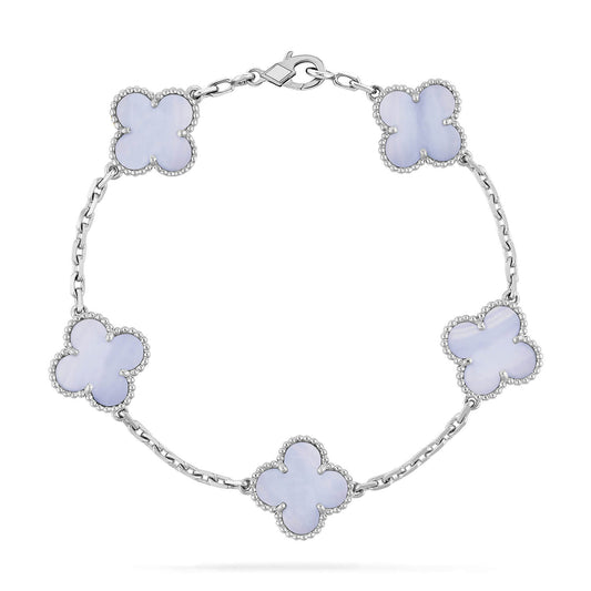 [Amore Jewelry]CLOVER  5 MOTIF PURPLE CHALCEDONY BRACELET SILVER