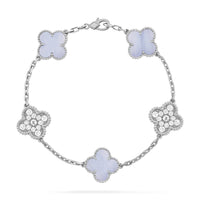 [Amore Jewelry]CLOVER  5 MOTIF DIAMOND PURPLE CHALCEDONY BRACELET SILVER