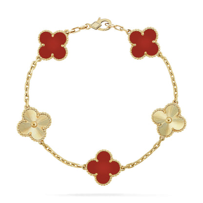 [Amore Jewelry]CLOVER  5 MOTIFS CARNELIAN GOLD BRACELET