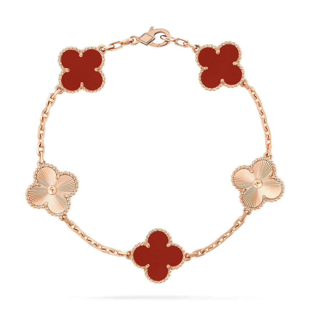 [Amore Jewelry]CLOVER  5 MOTIFS CARNELIAN GOLD BRACELET
