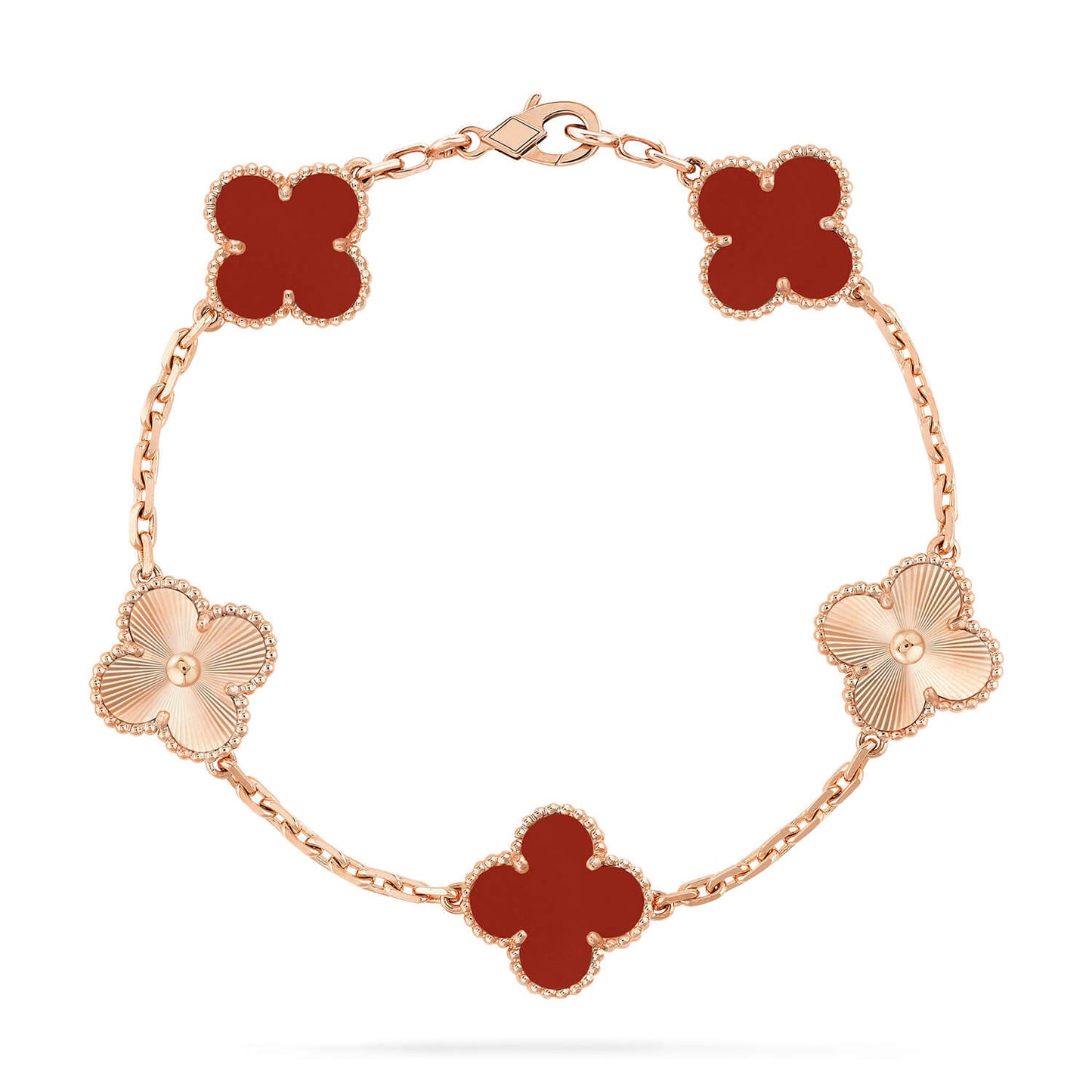 [Amore Jewelry]CLOVER  5 MOTIFS CARNELIAN GOLD BRACELET