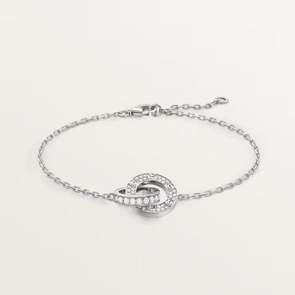 [Amore Jewelry]LOVE DOUBLE RING FULL DIAMOND BRACELET