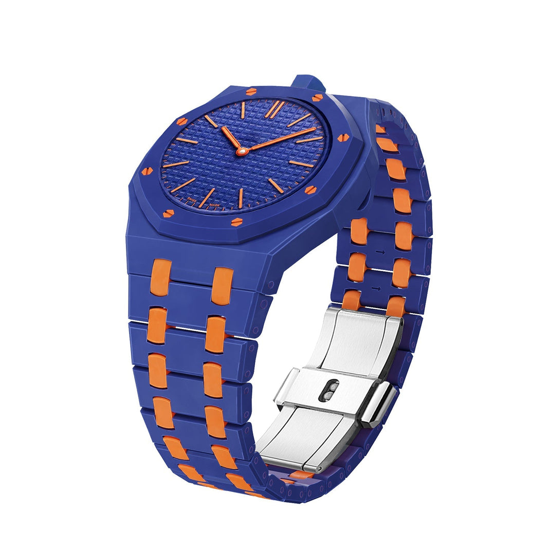 Oak Pop Exclusive Dark Blue And Orange Bioceramic Strap
