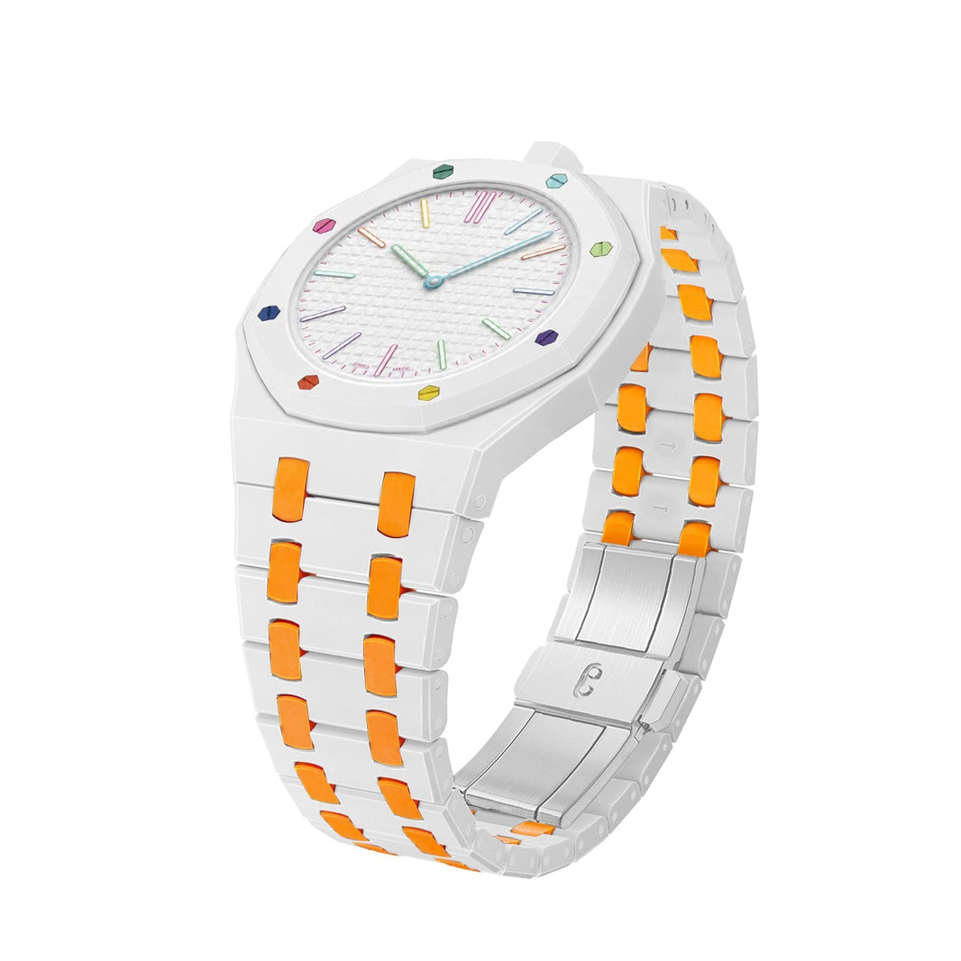Oak Pop Exclusive White And Orange Bioceramic Strap