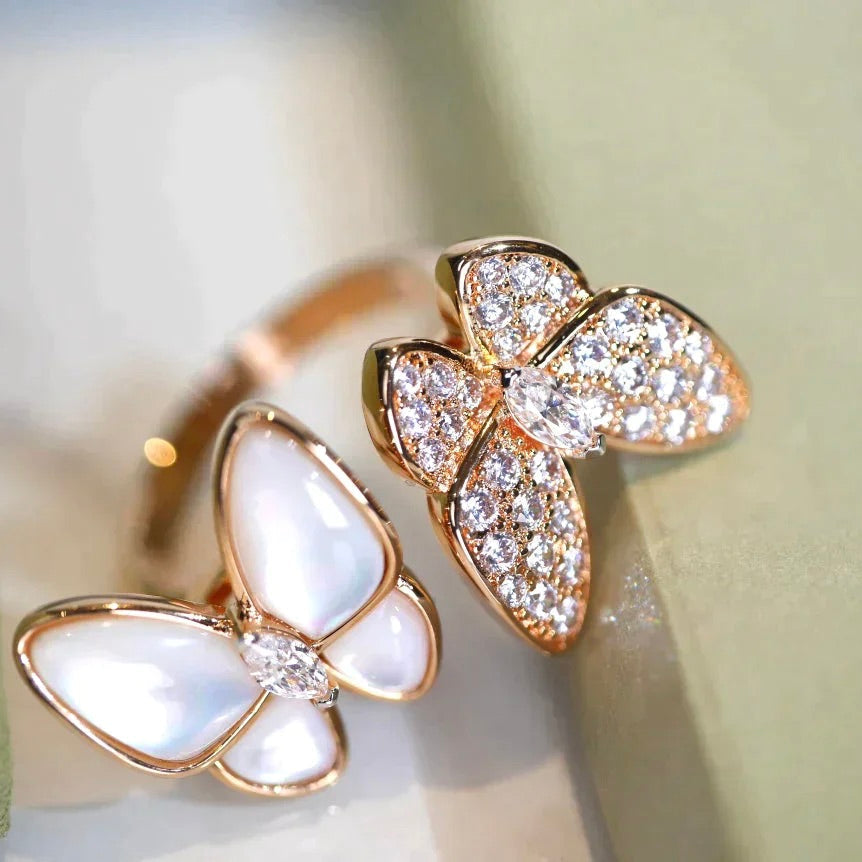[Amore Jewelry]TWIN BUTTERFLY DIAMOND MOP RING